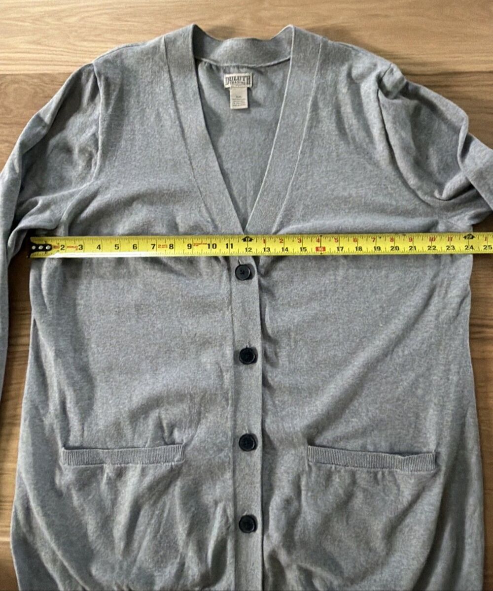 Duluth Trading Gray Long Sleeve Button Front Cardigan Sweater Women XXL Pockets - Picture 8 of 12
